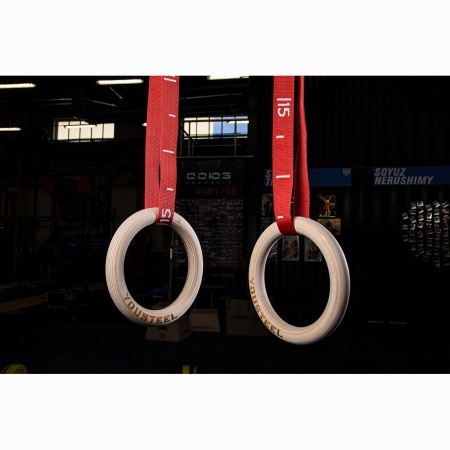 Купить Кольца гимнастические 32 мм красные стропы в Советскаягавани 